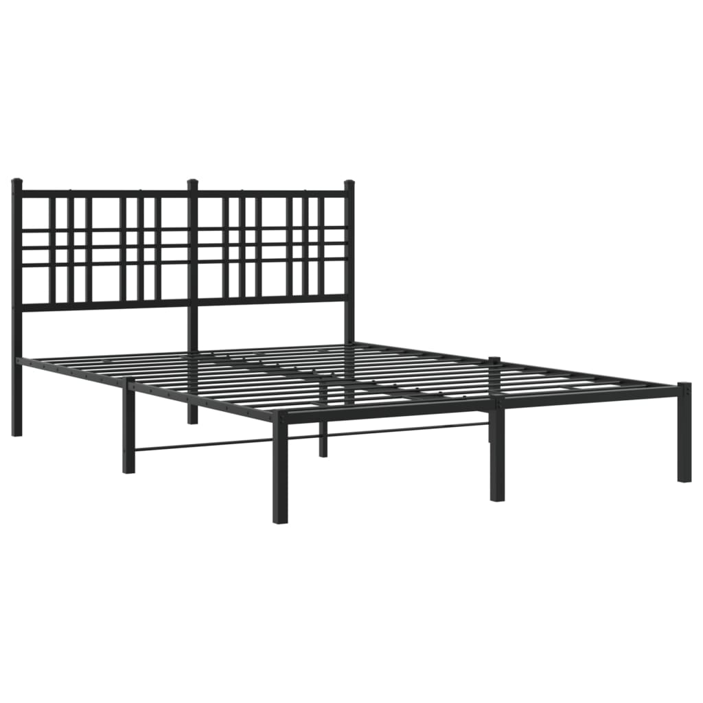 vidaXL estructura cama sin colchón con cabecero metal negro 135x190 cm