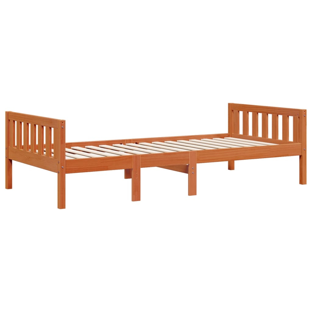 vidaXL cama de niños sin colchón madera maciza pino marrón 75x190 cm