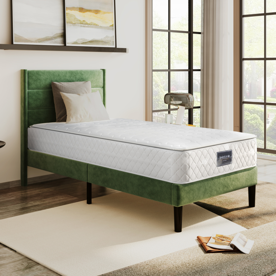 Colchón de muelles ensacados 90x200cm 7 zonas h3 25cm poliéster – blanco