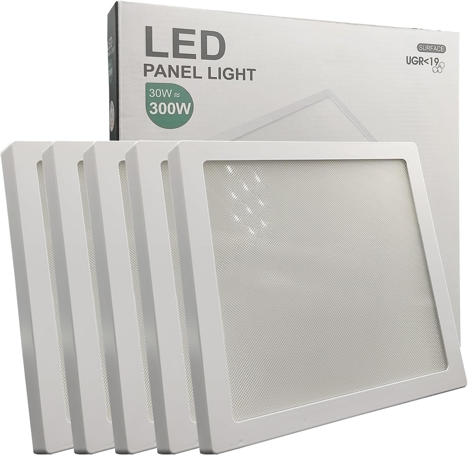 Pack x5 plafón LED cuadrado 30w (300w), 3600lm, luz seleccionable 4cct