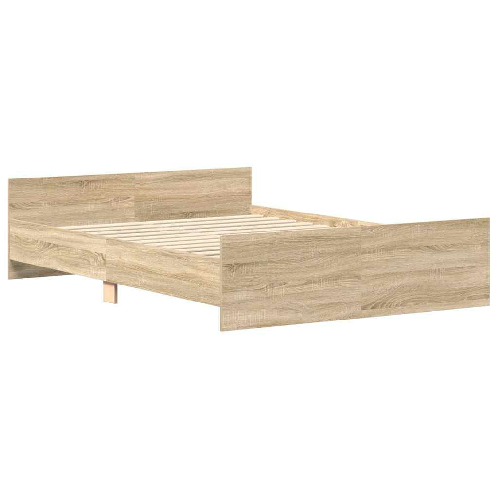 vidaXL estructura de cama con cabecero piecero roble sonoma 135x190 cm