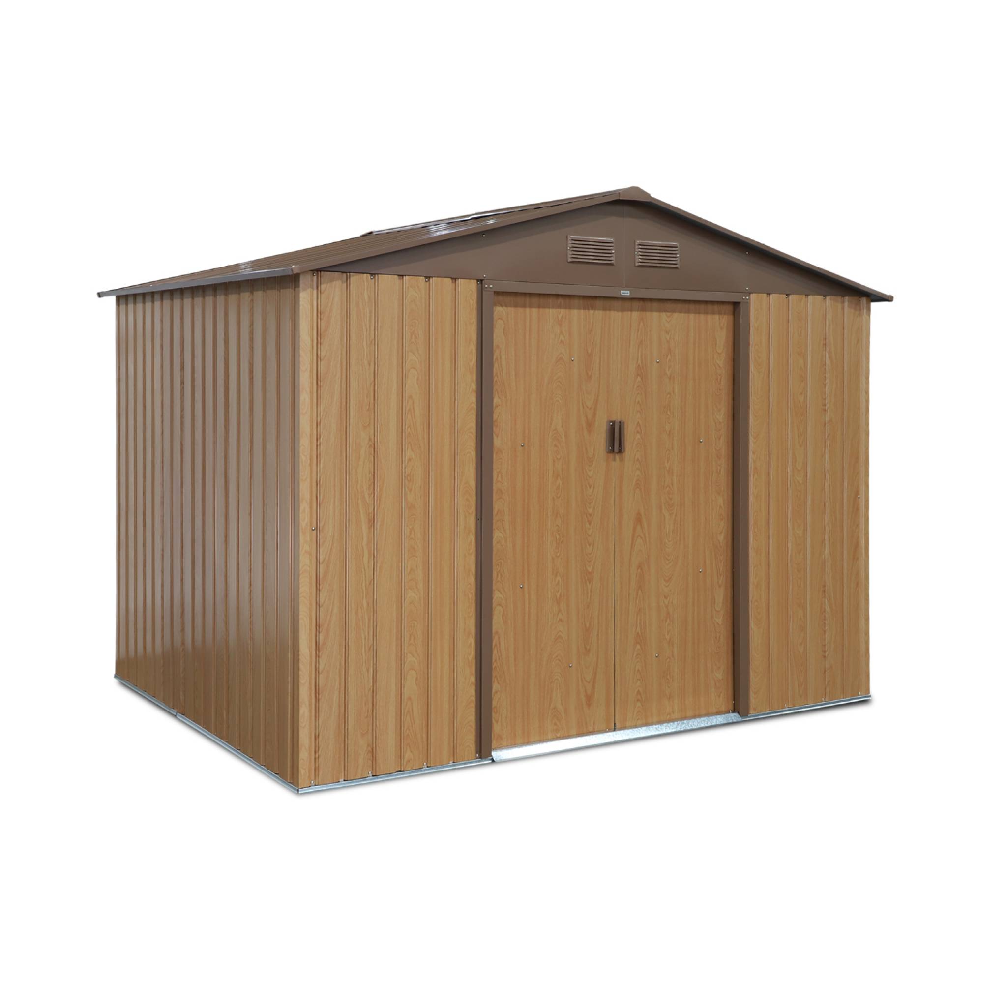 Caseta de jardín metálico, 5.39m² roble 277x194x203 cm