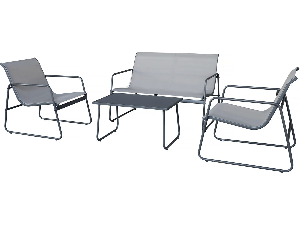 Conjunto de jardín de metal <<fortaleza>> - 4 plazas - gris claro