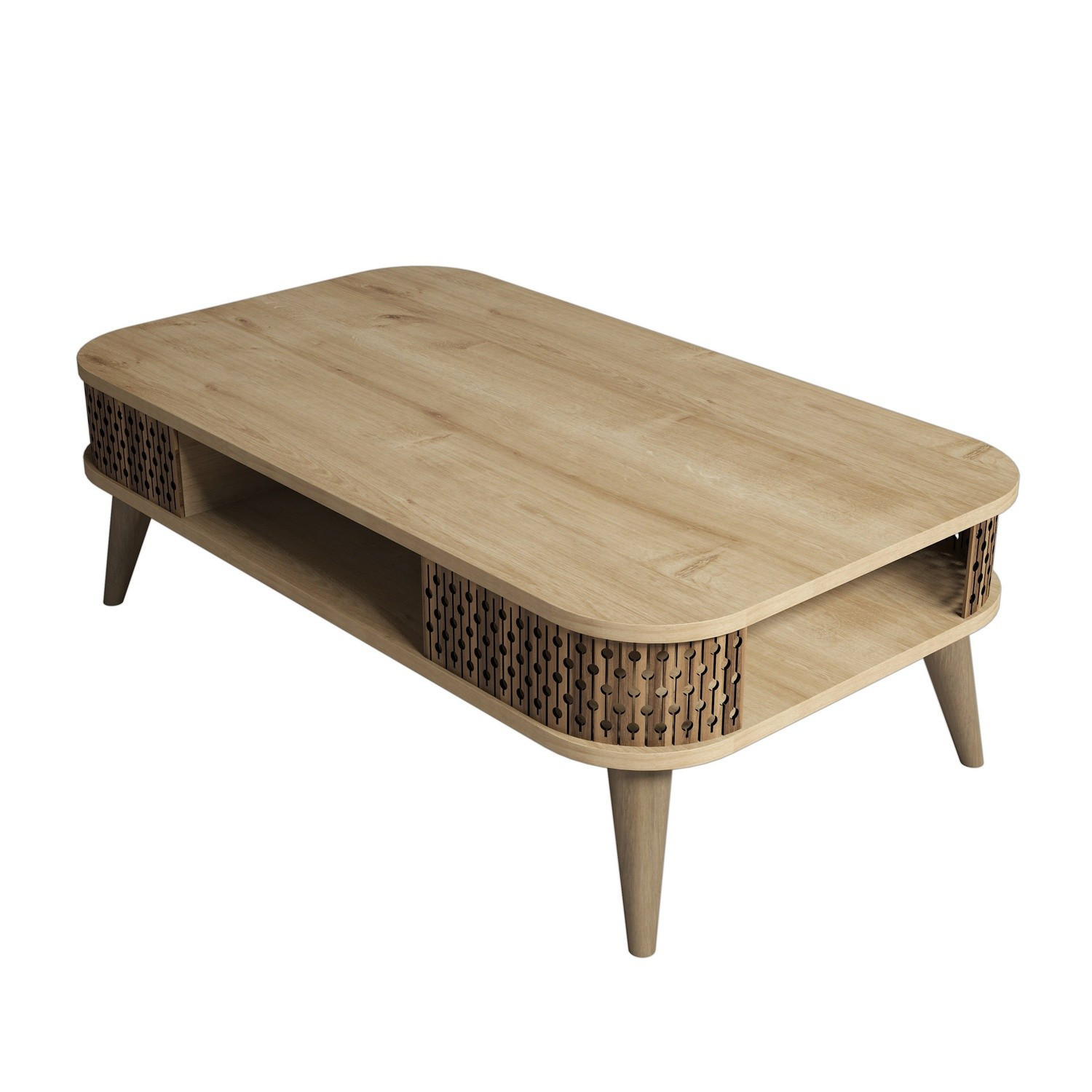 Mesa baja de madera "eylul" - 105 x 60 x 34 cm - marrón