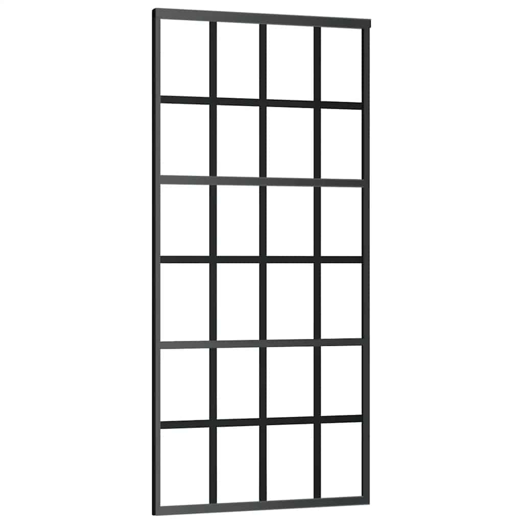 vidaXL puerta corredera esg vidrio y aluminio negra 90x205 cm