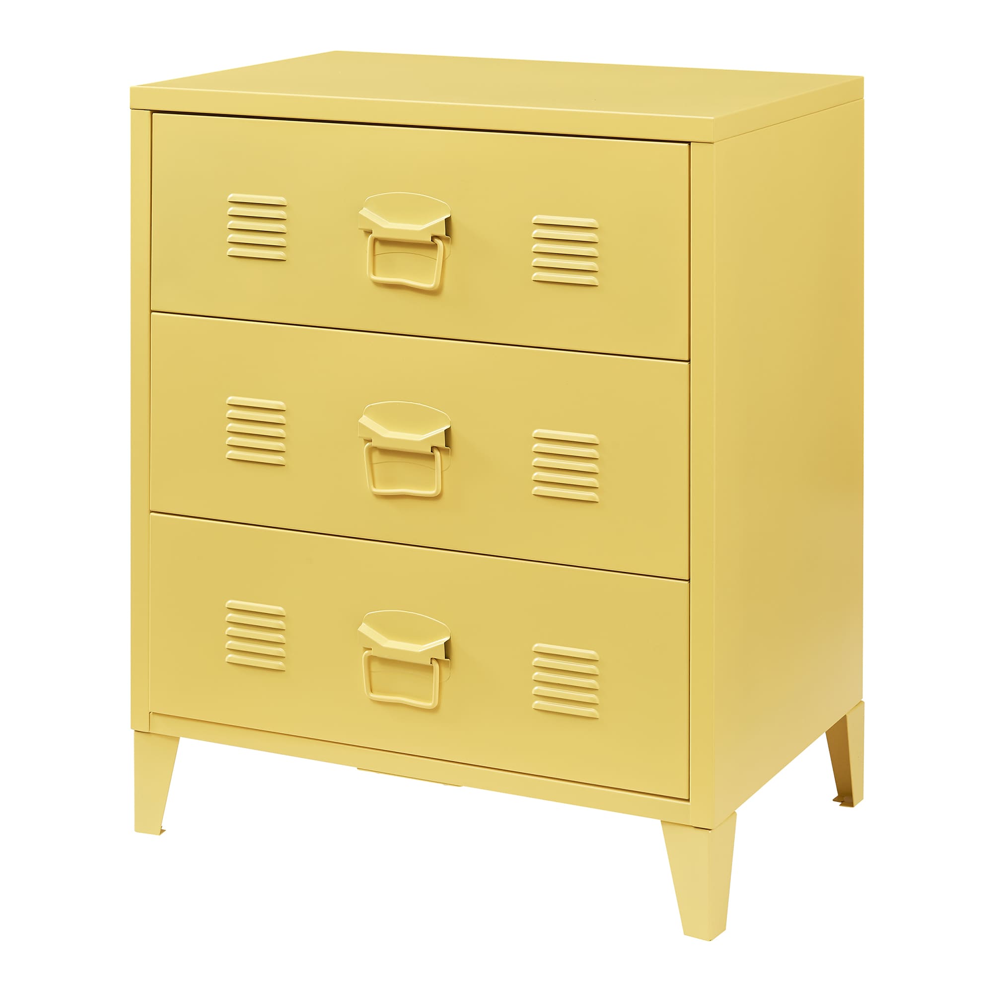 Cajonera hämeenlinna de 3 cajones acero 60x40x72cm - amarillo [en.casa]