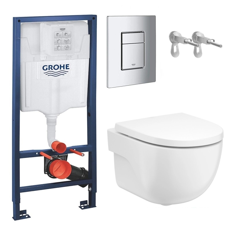 Pack cisterna grohe rapid sl y pulsador cromo br con inodoro roca meridian