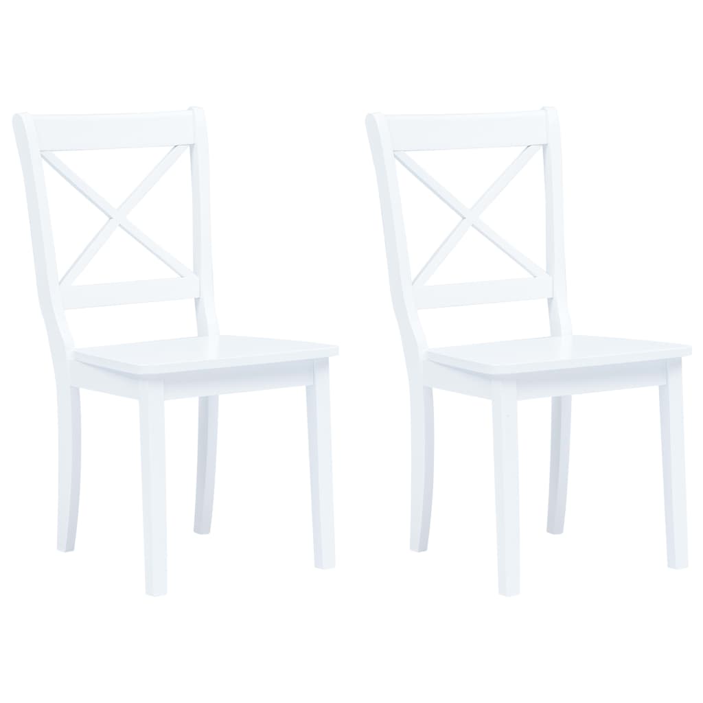 Sillas de comedor 2 unidades madera maciza de caucho blanco qweo7031