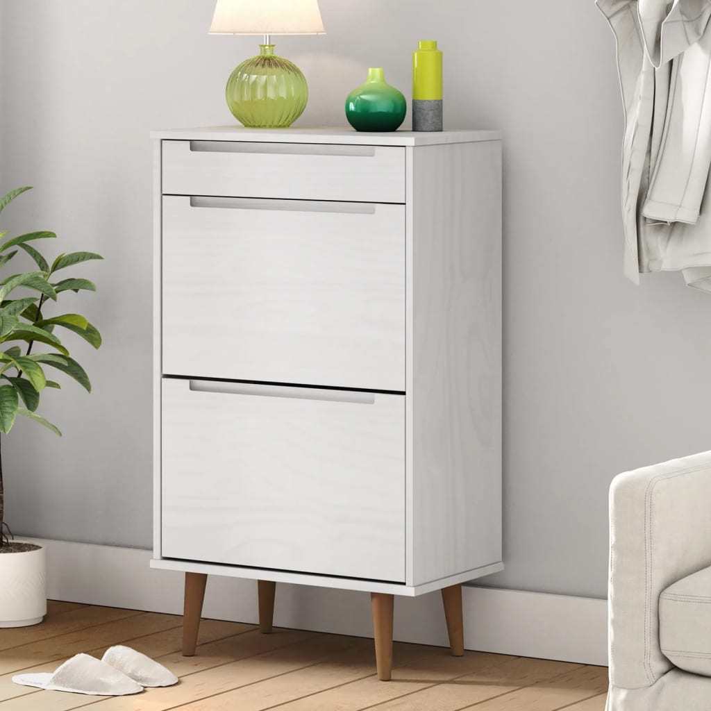Zapatero molde madera maciza de pino blanco 59,5x35x103 cm