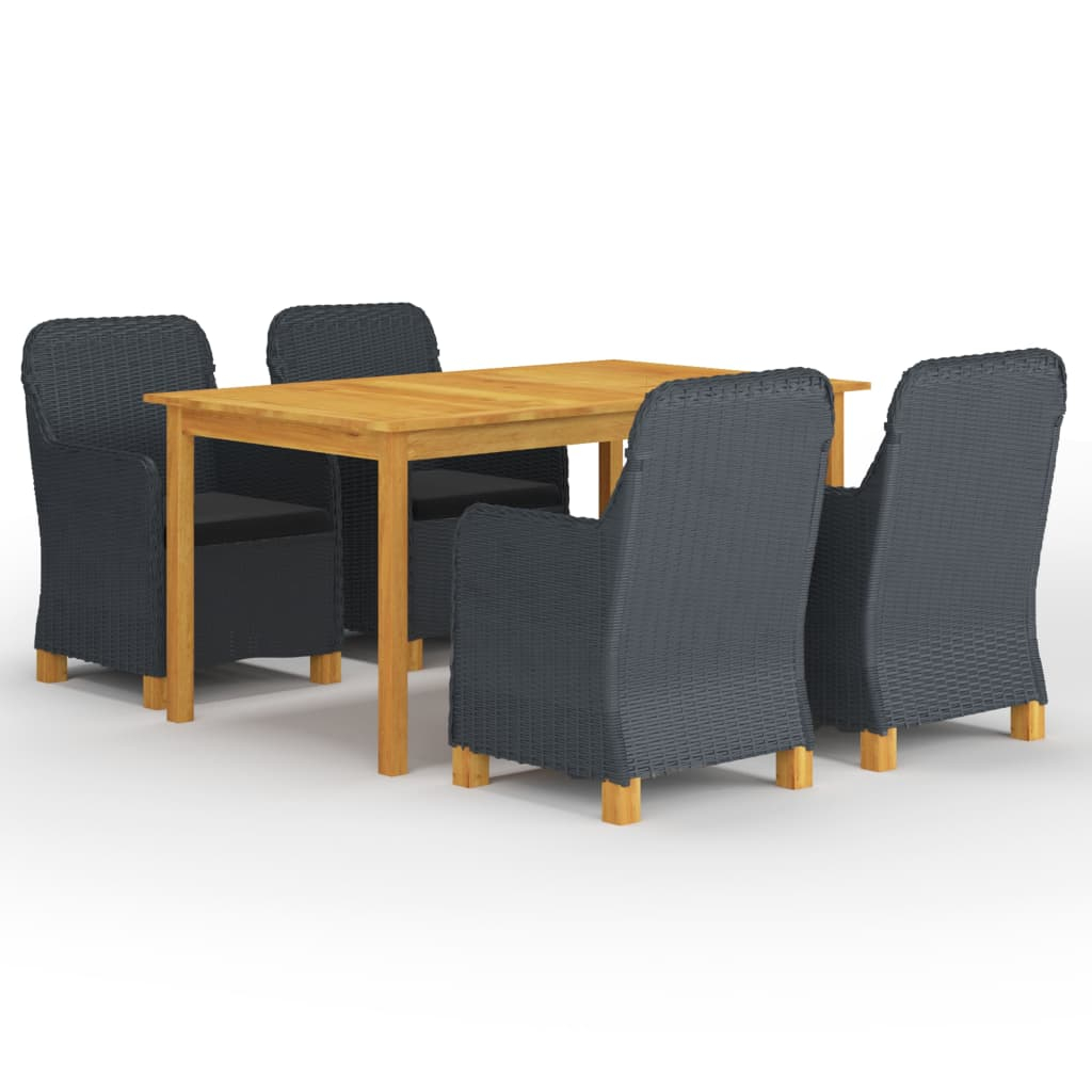 vidaXL juego de comedor para jardín de 5 piezas gris oscuro