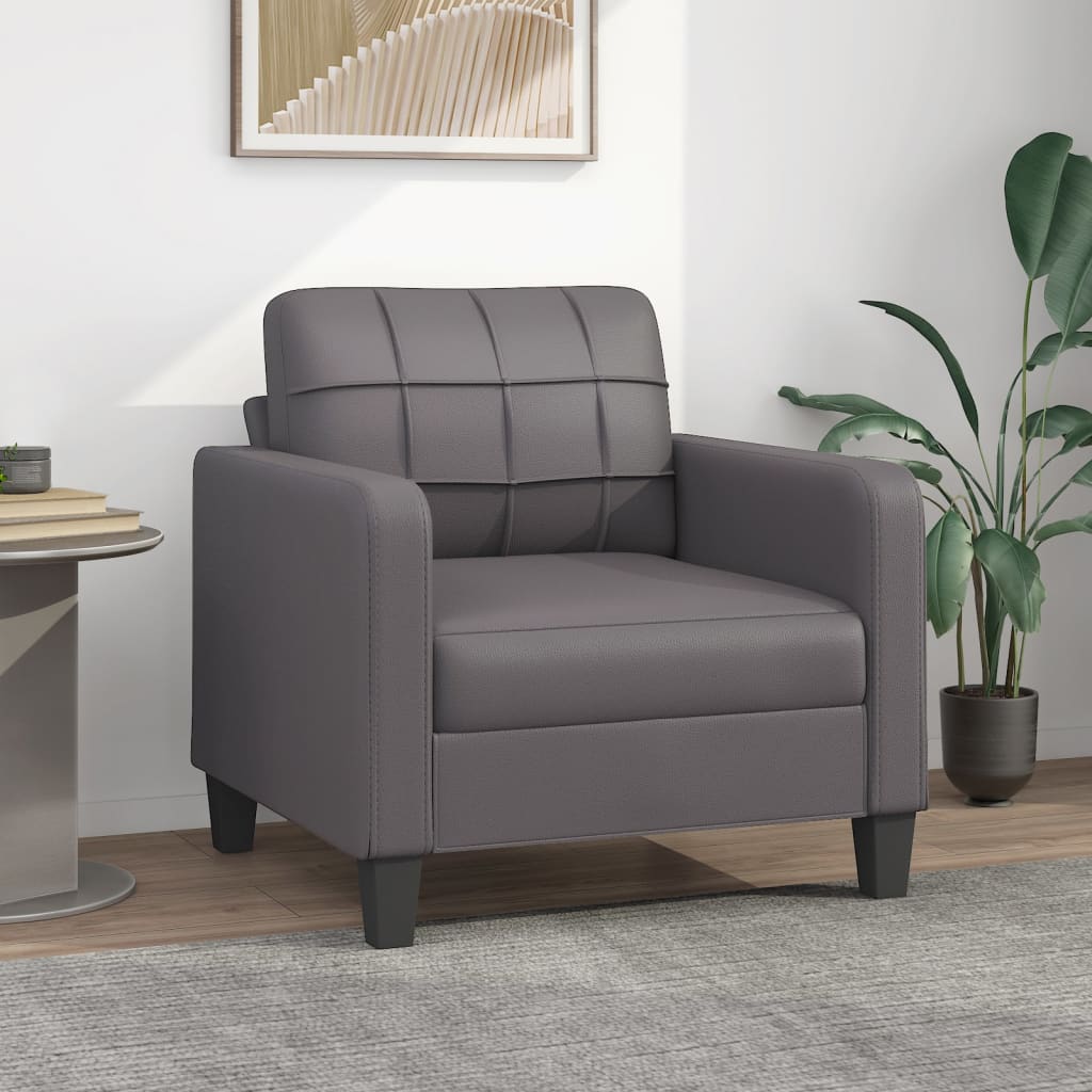 Sillón cuero sintético gris 60 cm qweo8821