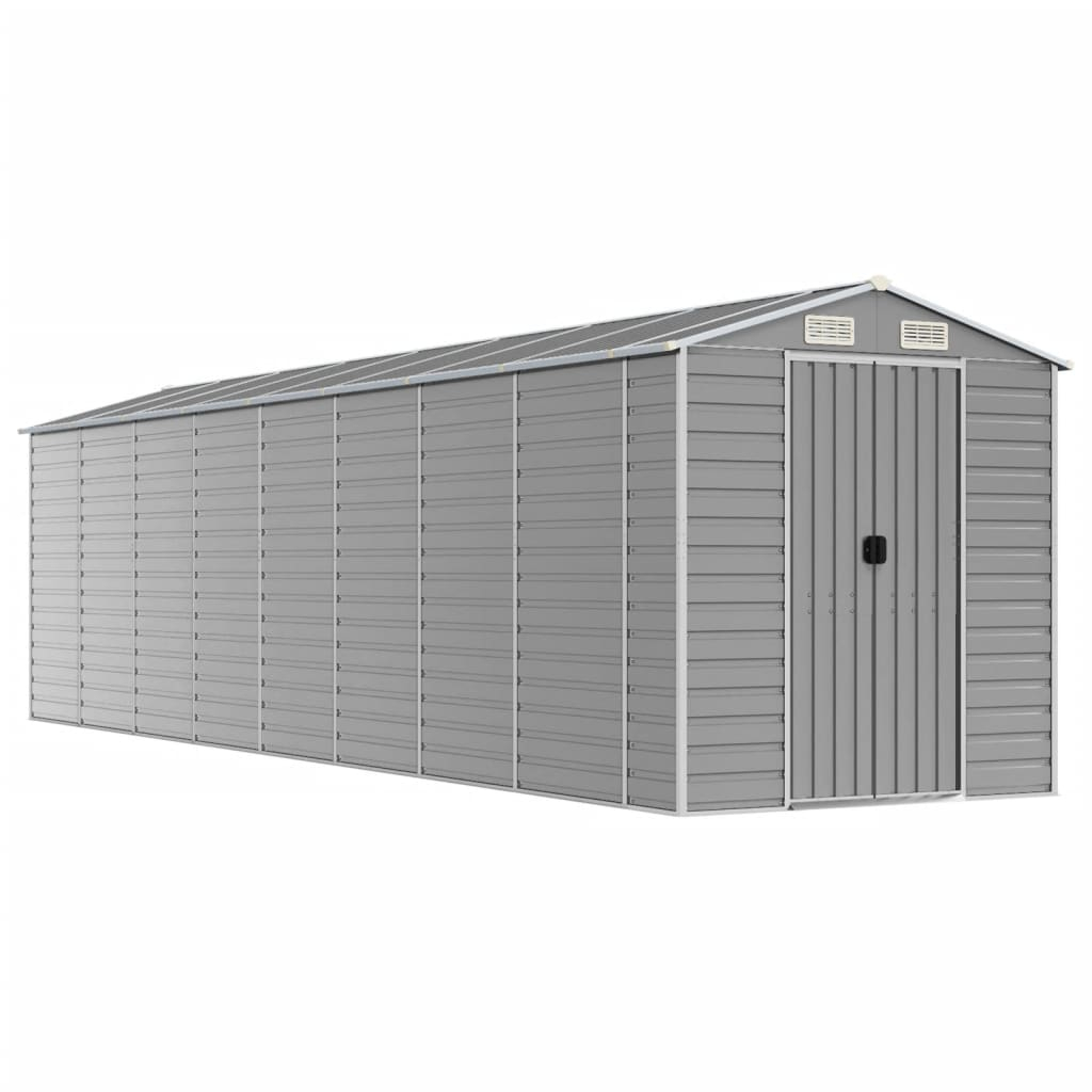 vidaXL caseta de jardín gris claro 191x725x198 cm acero galvanizado