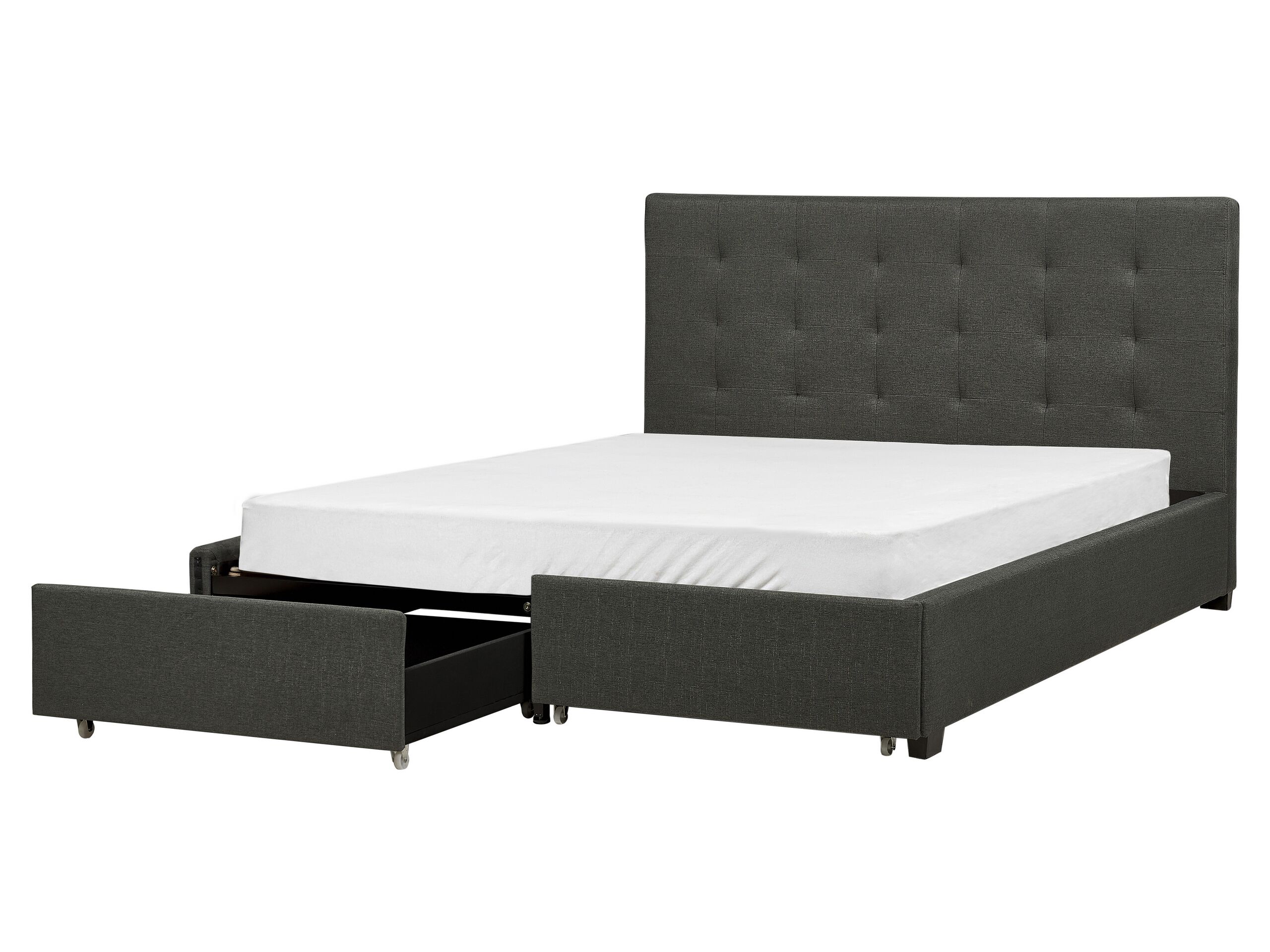 Cama con cajones la rochelle tela gris oscuro 160 x 200 cm