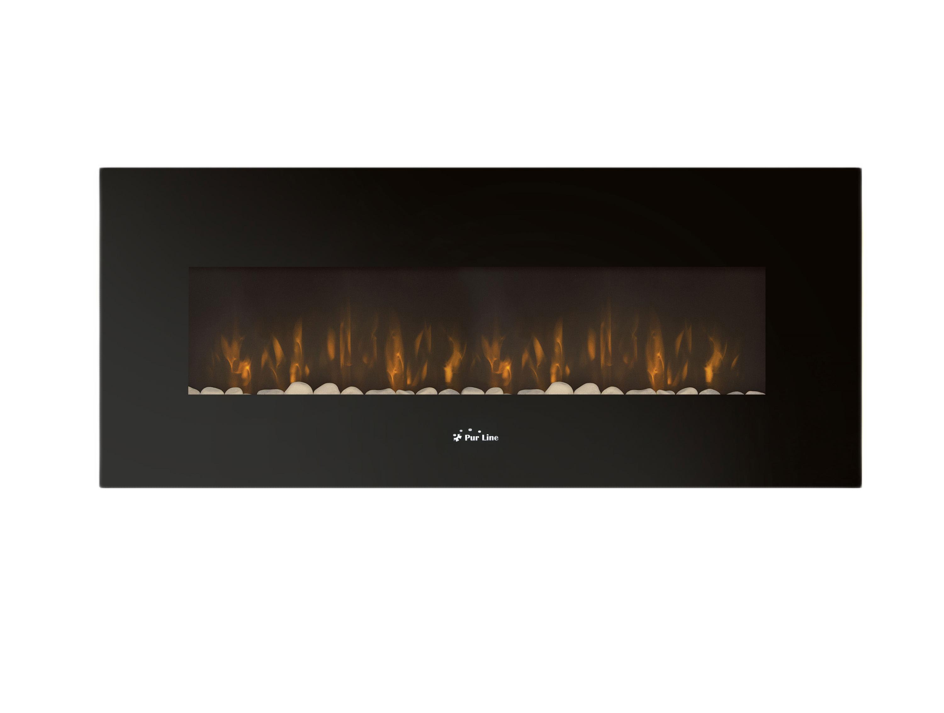 Chimenea eléctrica mural 2kw panorámica en cristal templado negro