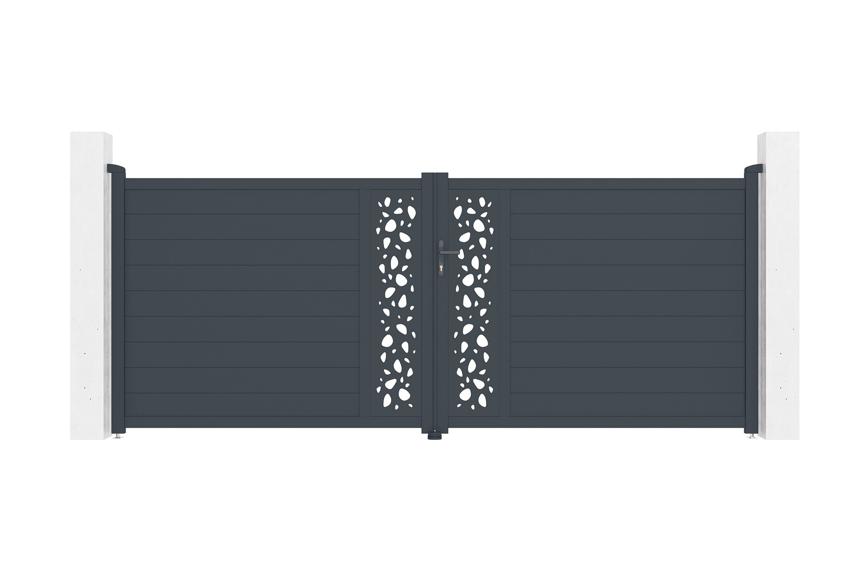 Puerta batiente regulable ancho 4m sunny h.160cm aluminio gris