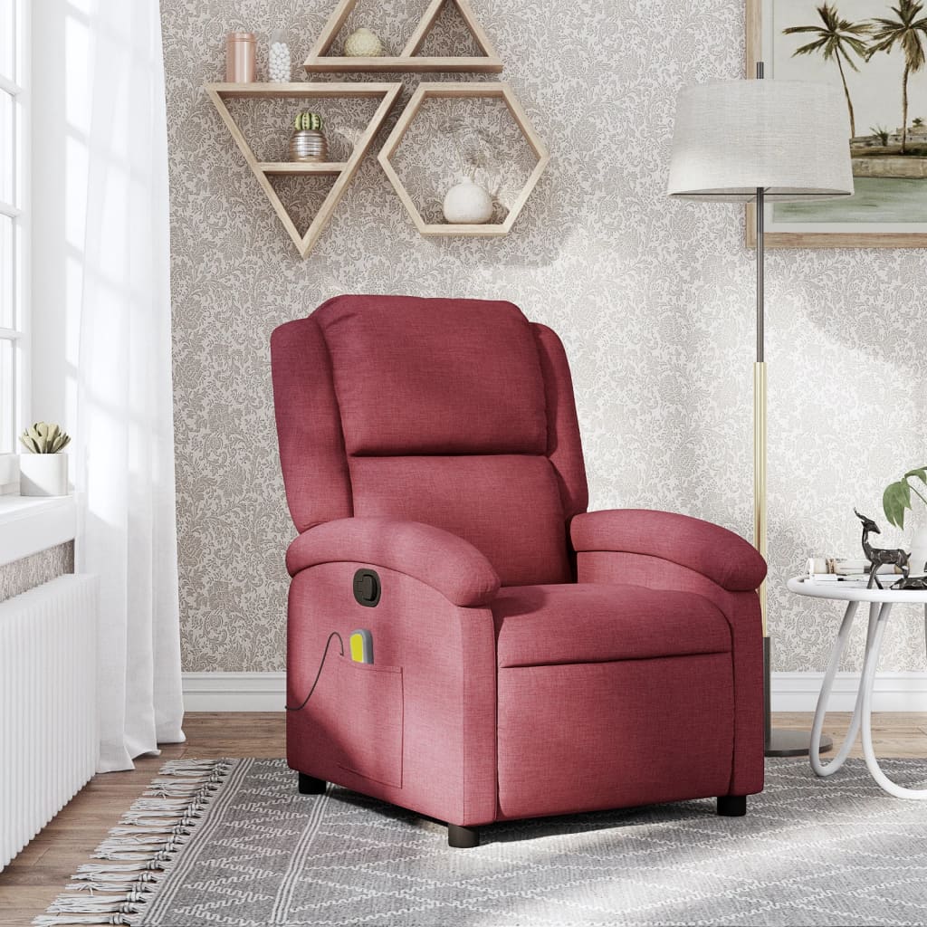 Sillón de masaje reclinable de tela color vino tinto qweo1268