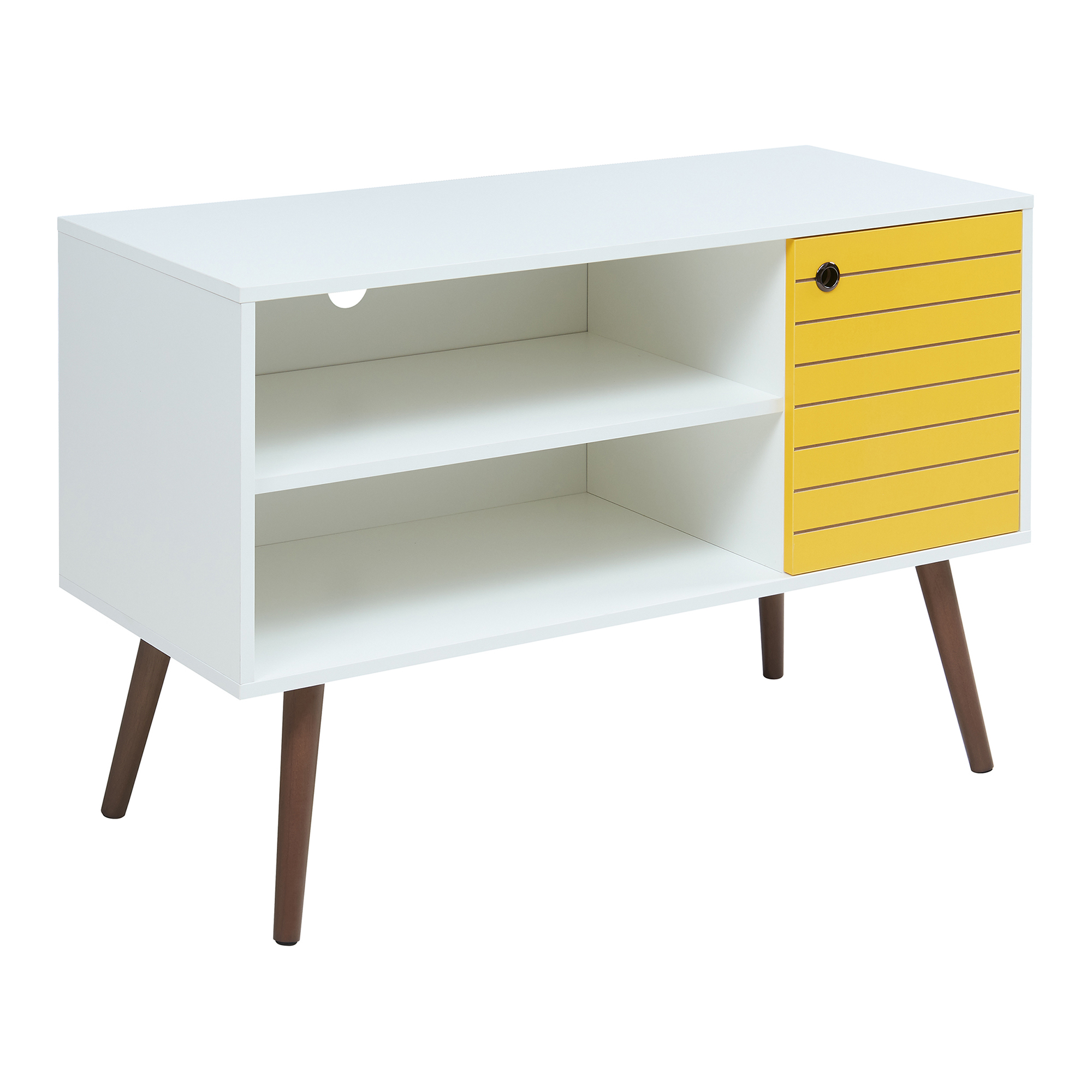 Mueble de tv vare con puerta 100x40x66 cm - blanco/amarilla [en.casa]