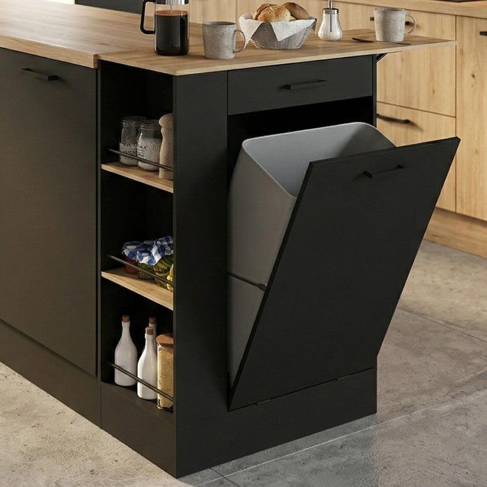 Mueble cocina compacto con cubo integrado - 90x35x90 cm