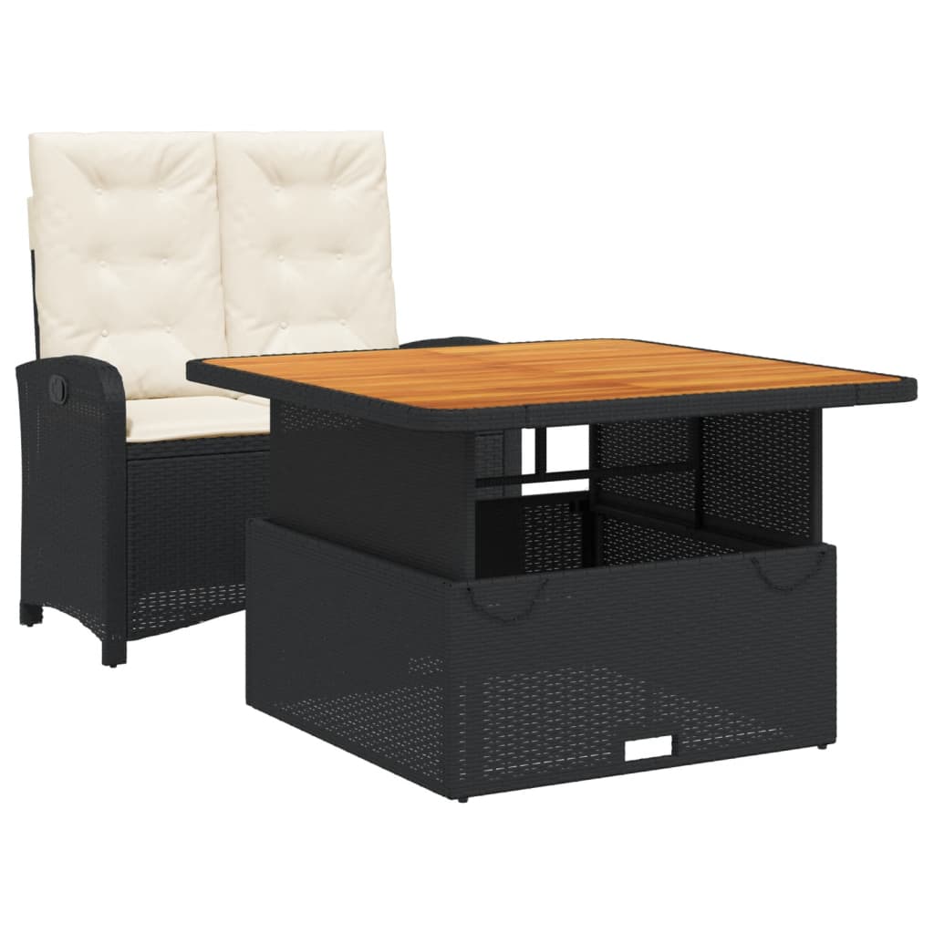 vidaXL set comedor de jardín 2 pzas con cojines ratán sintético negro