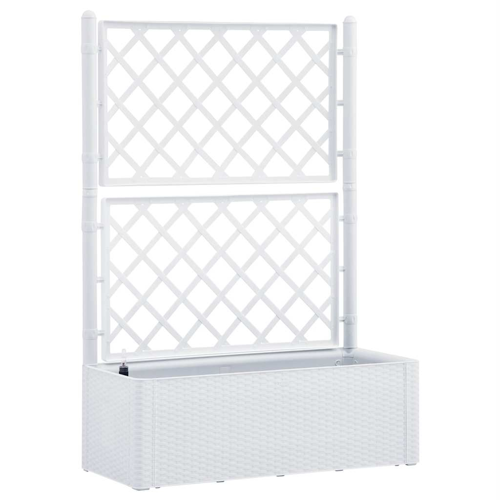 vidaXL arriate con enrejado y sistema de riego automático blanco