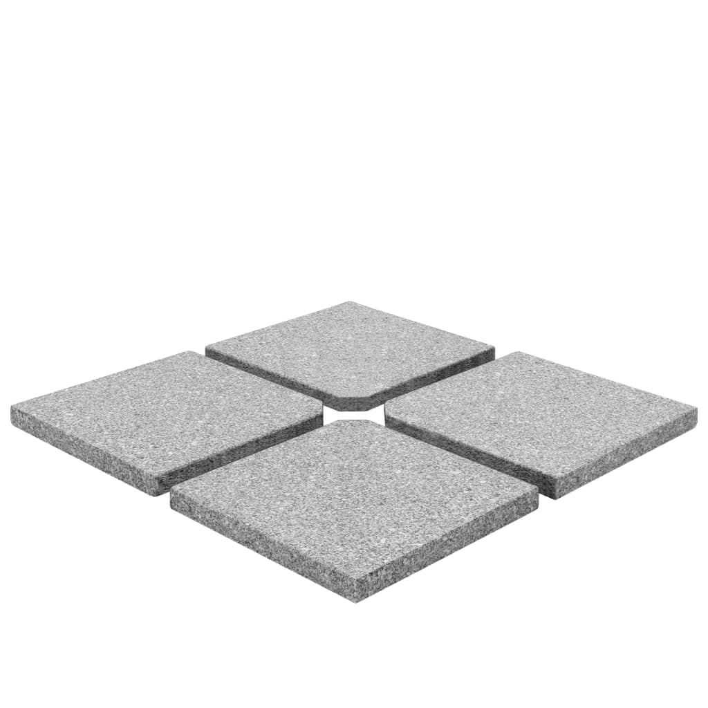 vidaXL placa de peso para sombrilla 4 uds granito gris cuadrada 100kg