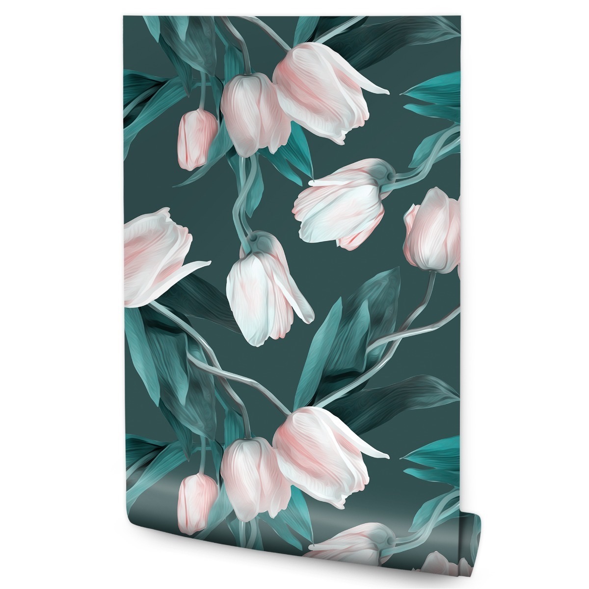 Papel Pintado Tulipanes Flores Hojas Para El Salón No Tejido 53cm x 10m