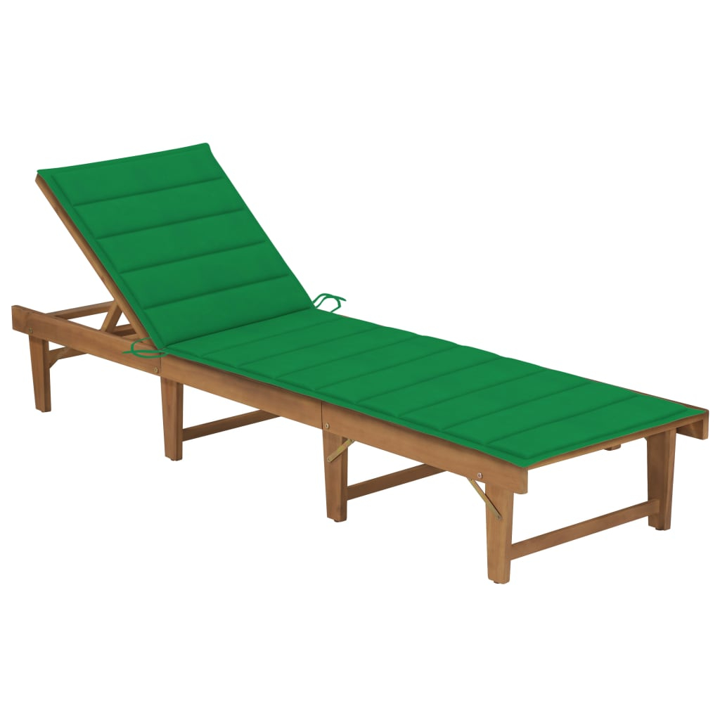 vidaXL tumbona plegable con cojín madera maciza de acacia