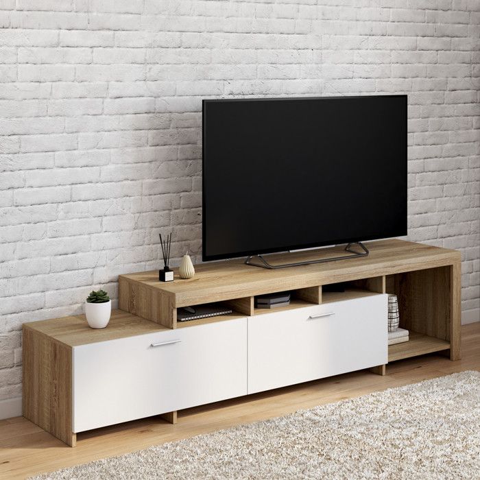 Mueble de tv moderno - madera blanca - 180 cm
