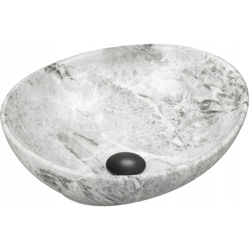 Lavabo cerámico sobre encimera, 40,5x33x14 cm, gris