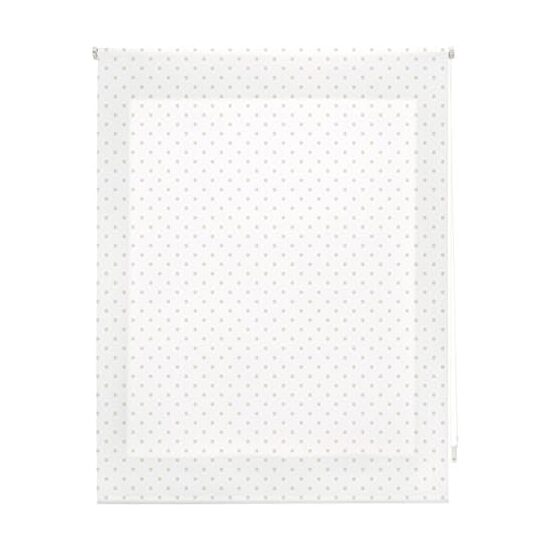 Estor enrollable premium 120x250 blanco con motas beige