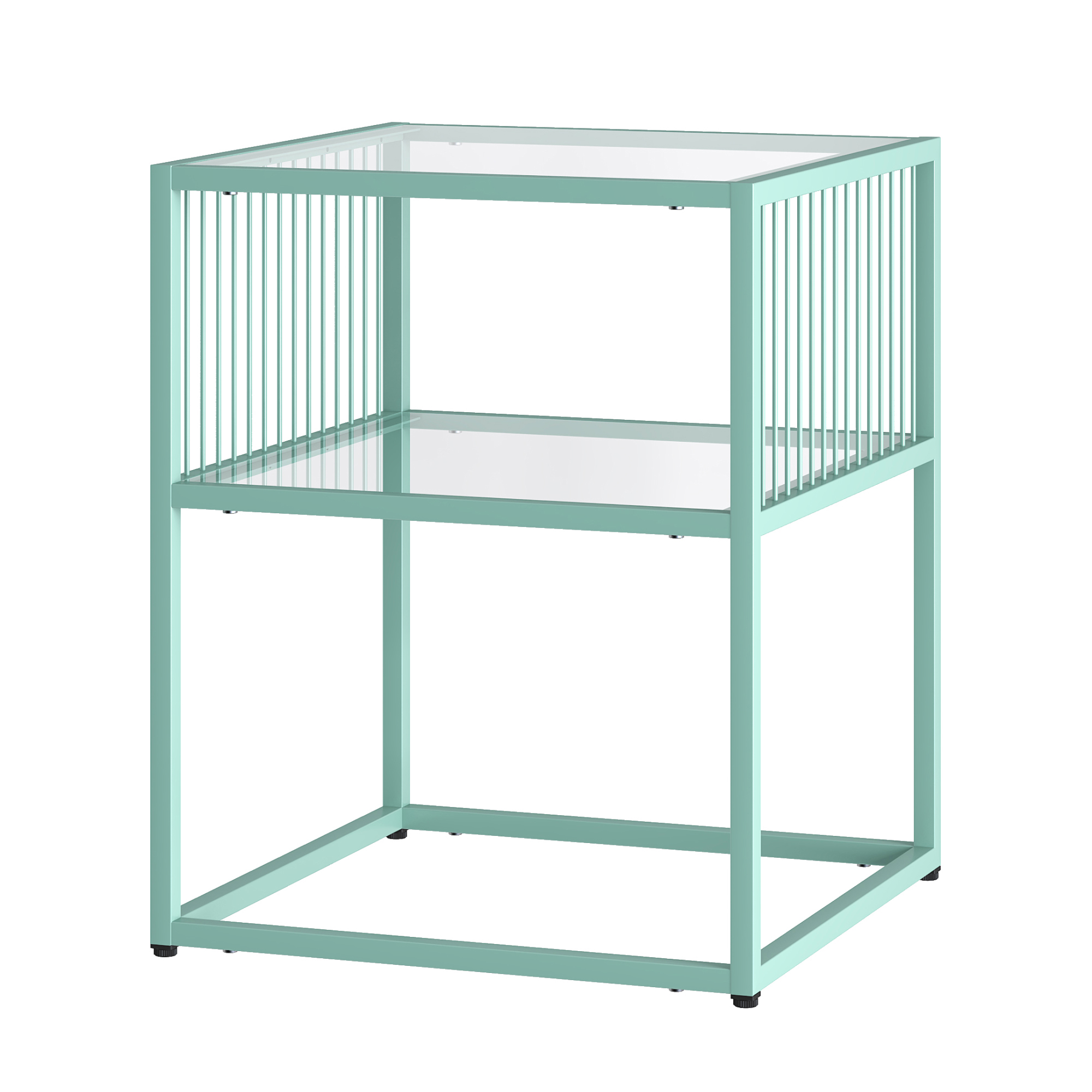 Mesa auxiliar tronevn con estante 50x40x40 cm - verde menta [en.casa]
