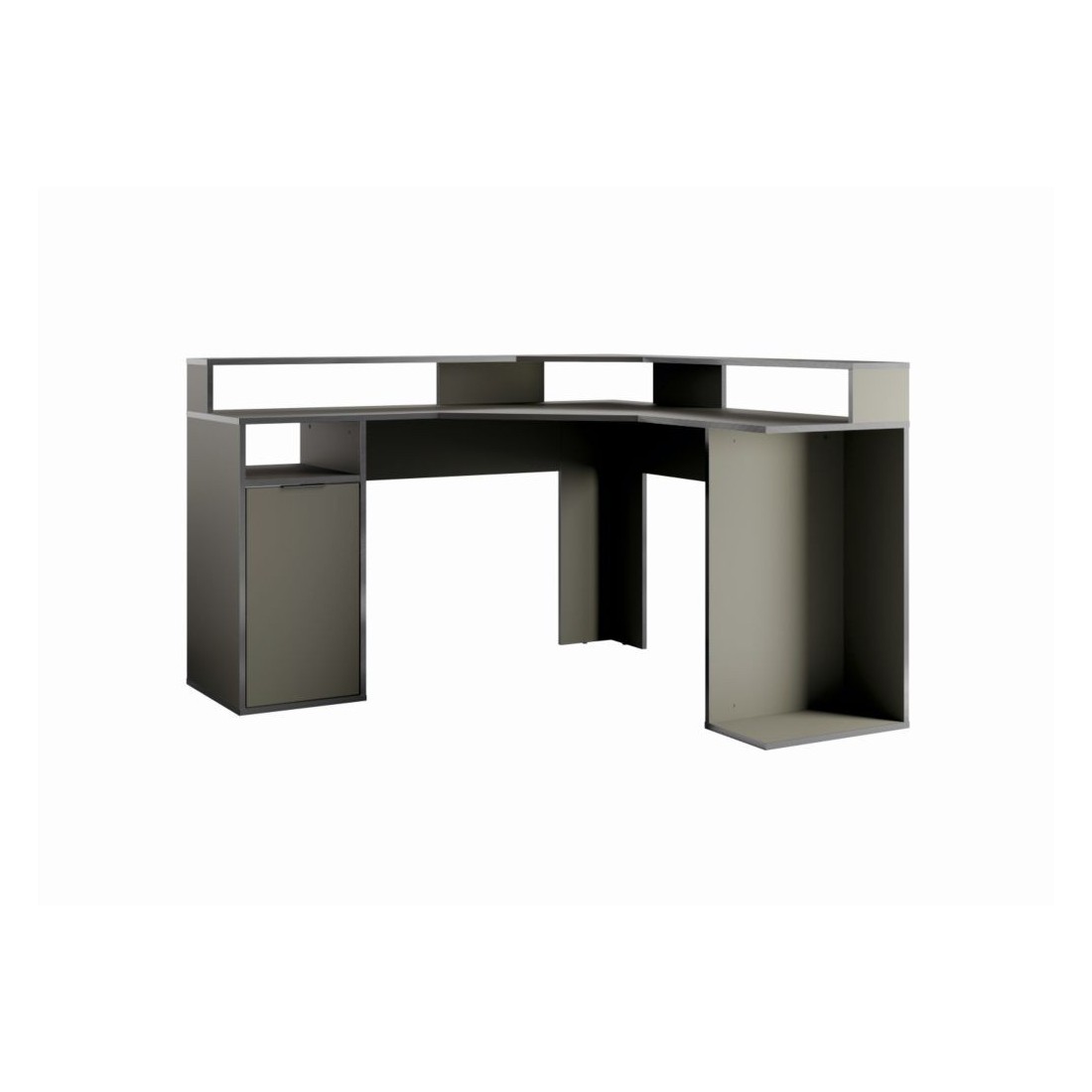 Bureau d'angle 1 porte graphix - 139 cm - gris grafito - colección graphix