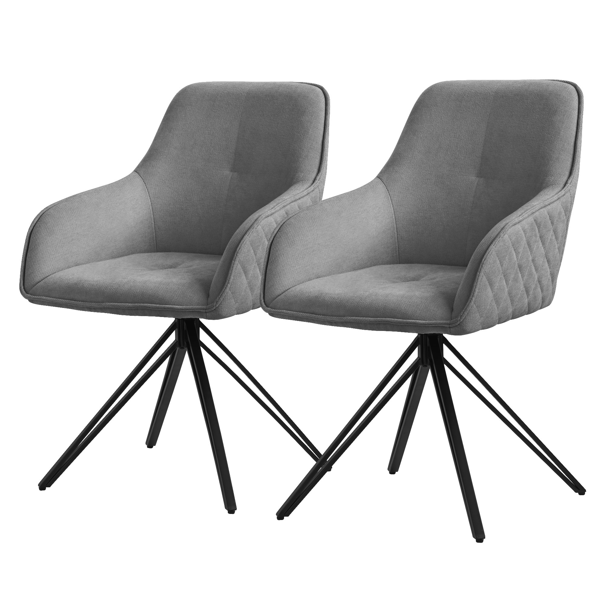 2x silla de comedor giratoria gris tela tejida asiento ergonómico