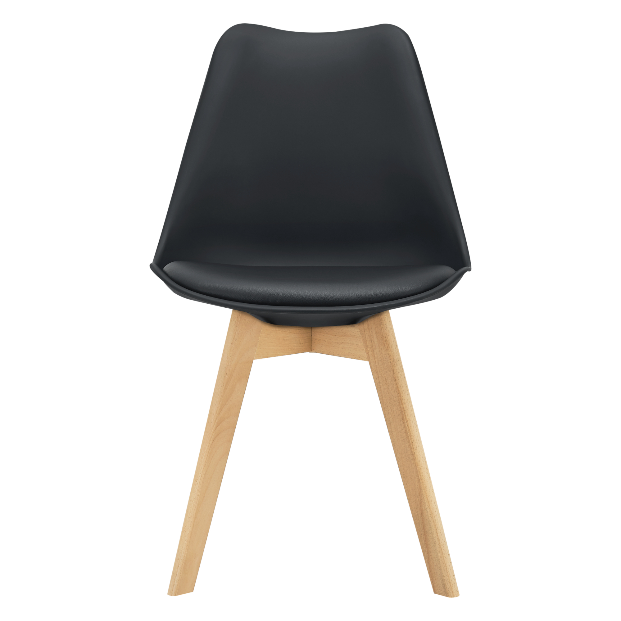 Juego de 4 sillas de comedor fläten 82x49x54cm polipiel - negro [en.casa]