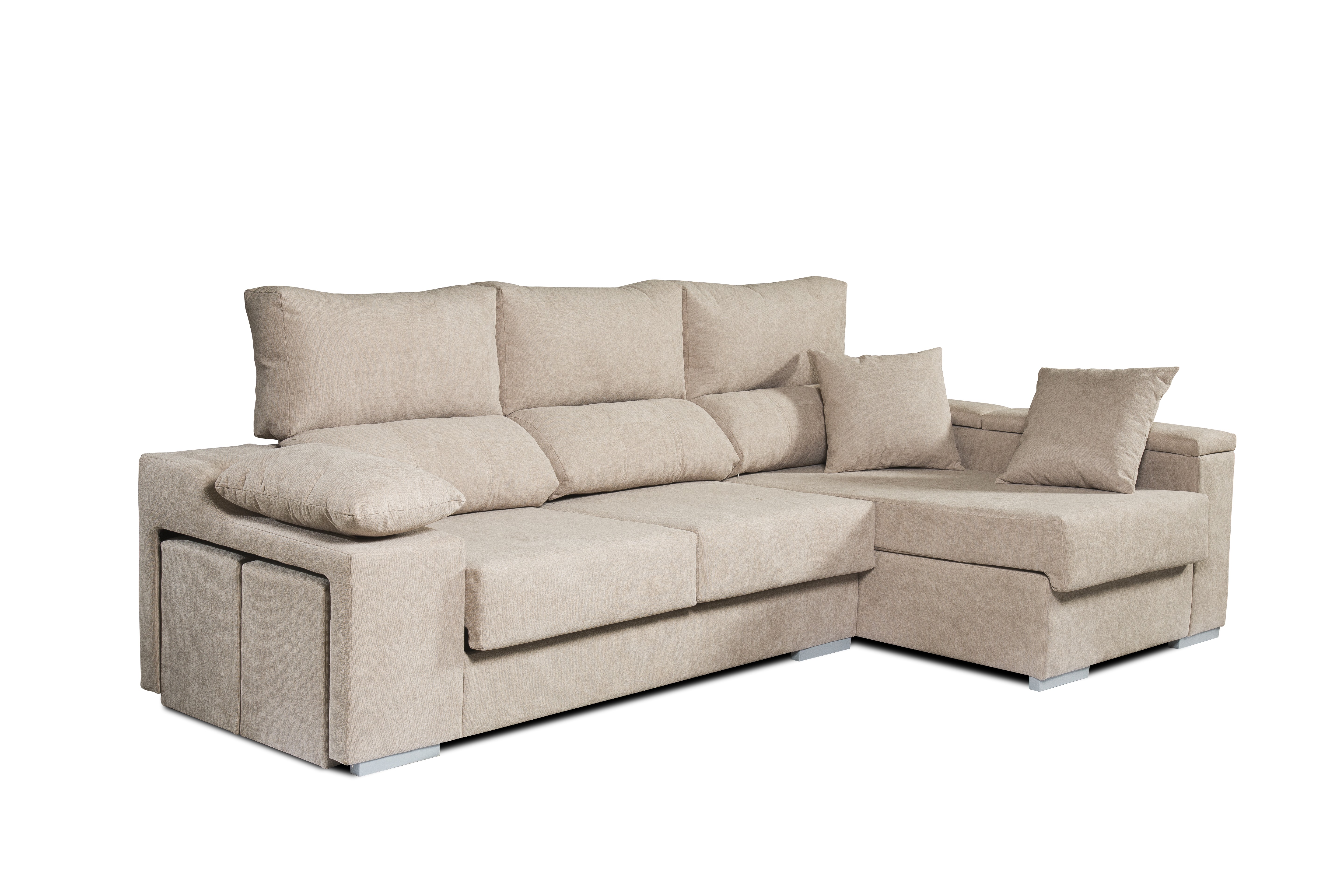 Sofá chaiselongue rubí de derecha beige 3 plazas 265x145x102 cm