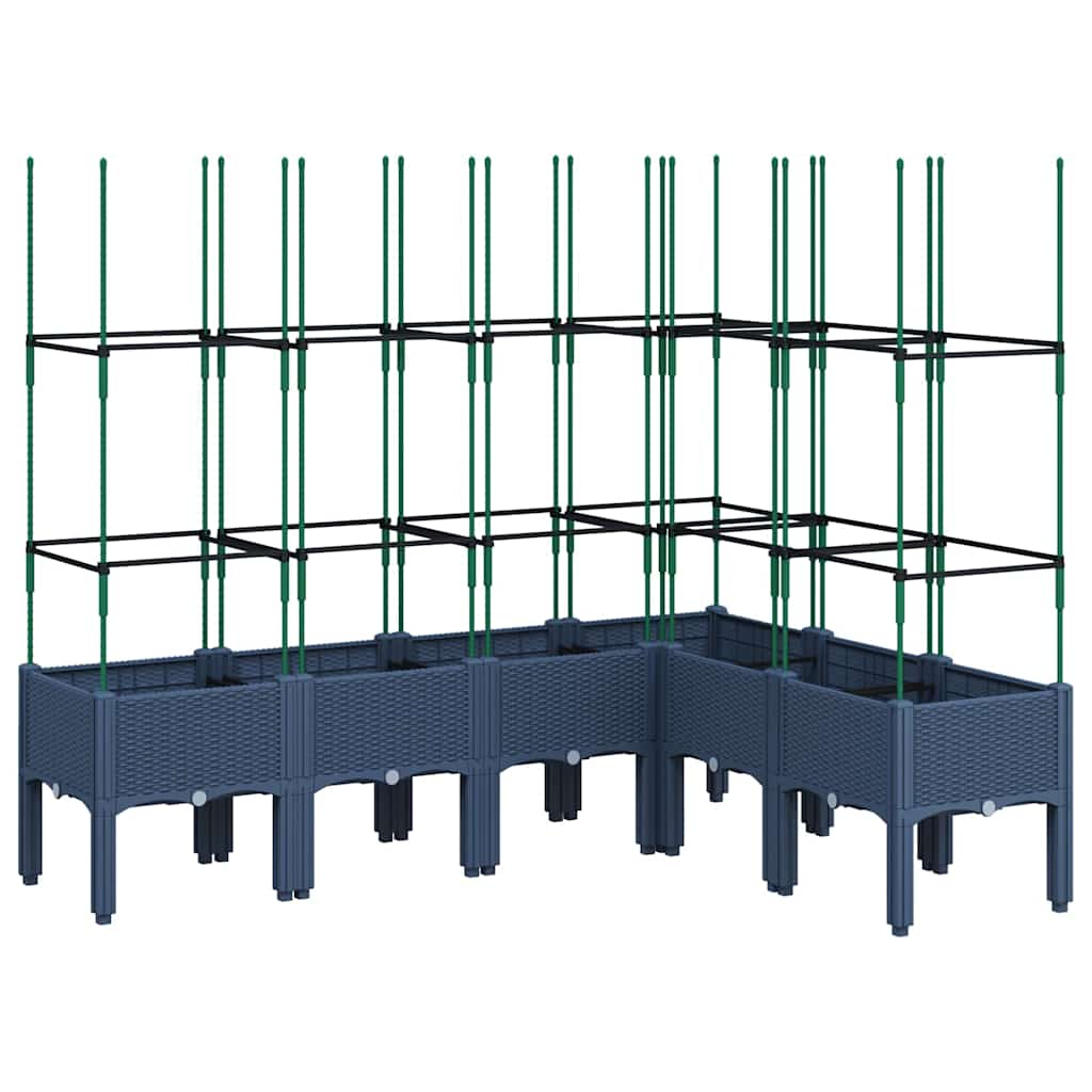 vidaXL jardinera con enrejado pp azul gris 160x120x142,5 cm