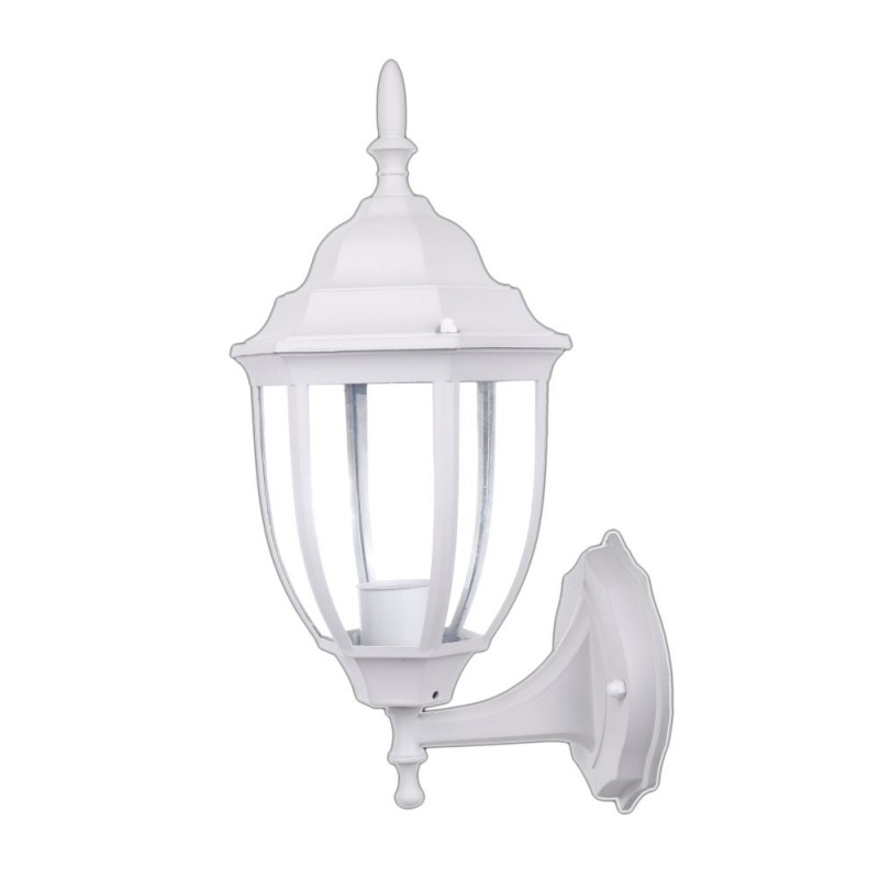 Farol de pared micenas para bombilla E27, exterior blanco aluminio