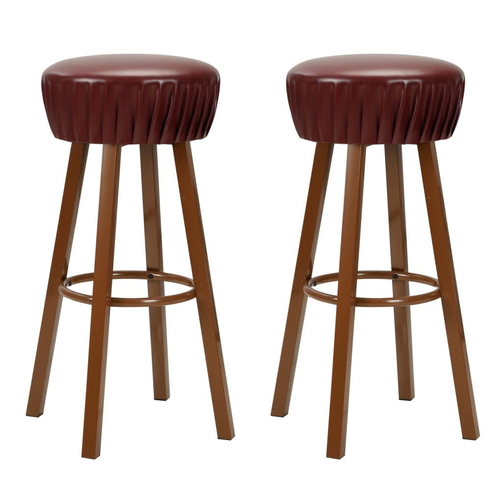 vidaXL taburetes de cocina 2 unidades cuero sintético marrón