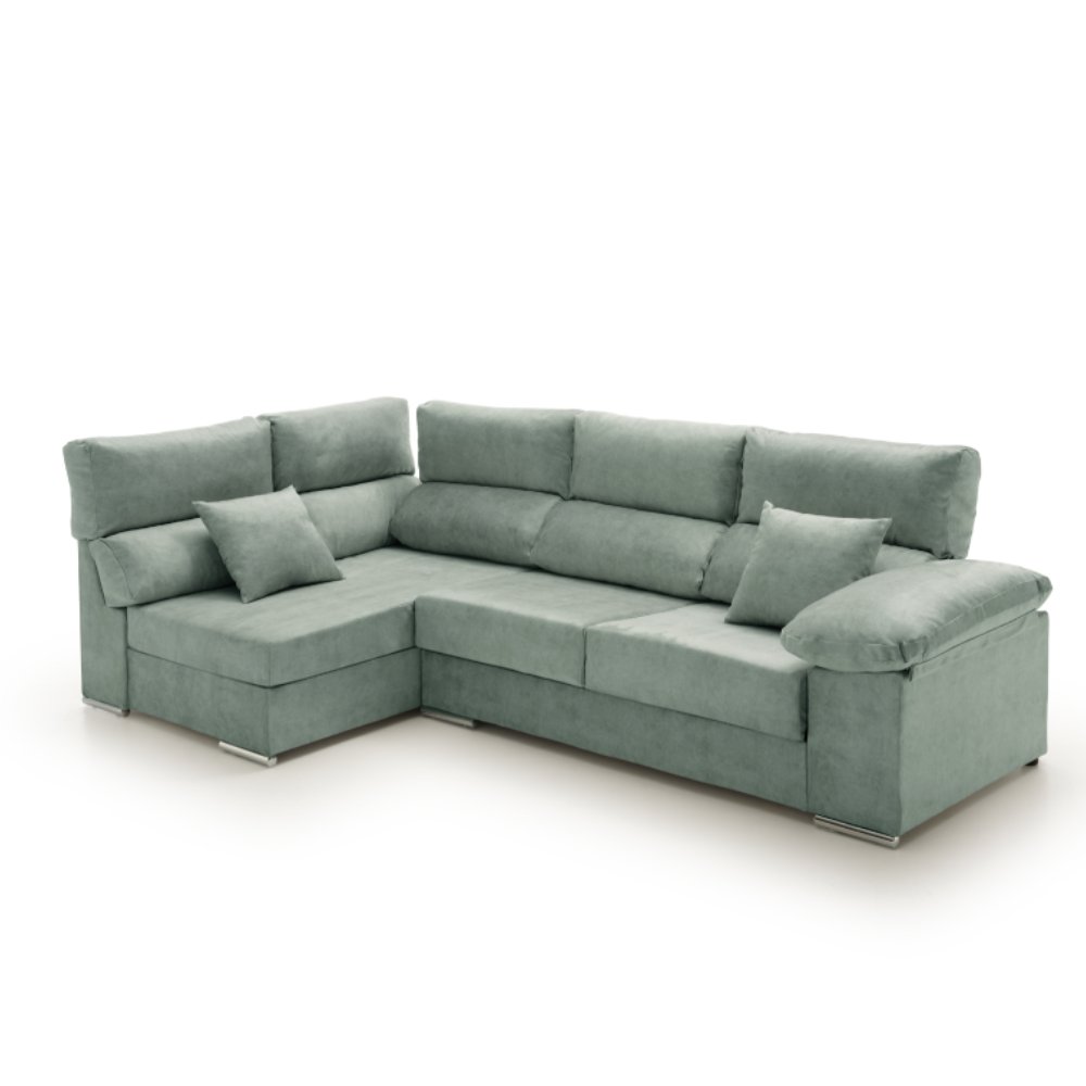 Sofa chaise longue rinconera reclinable cosima agua marina izquierda