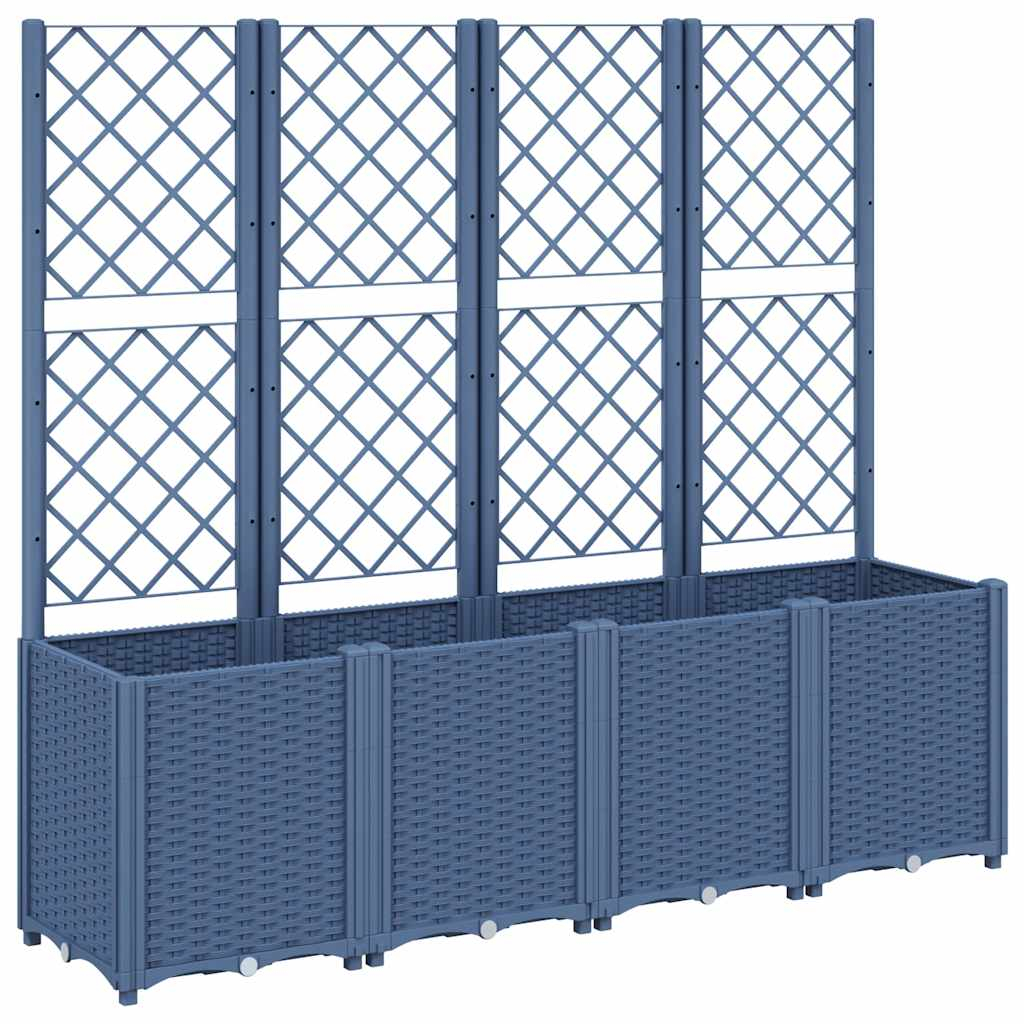 vidaXL jardinera con enrejado pp azul gris 160x40x140 cm