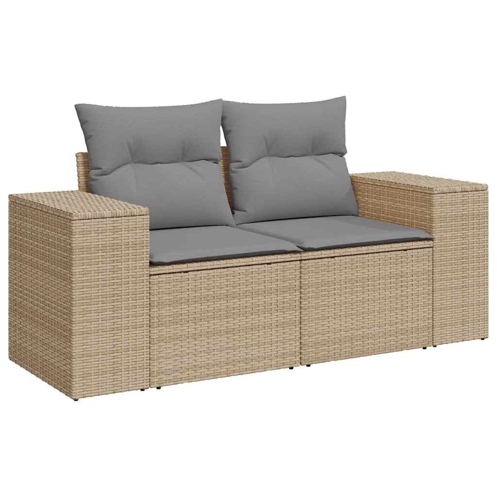 vidaXL sofá de jardín con cojines de 2 plazas ratán sintético beige