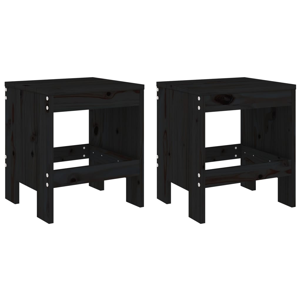 vidaXL taburetes de jardín 2 uds madera maciza pino negro 40x36x45 cm
