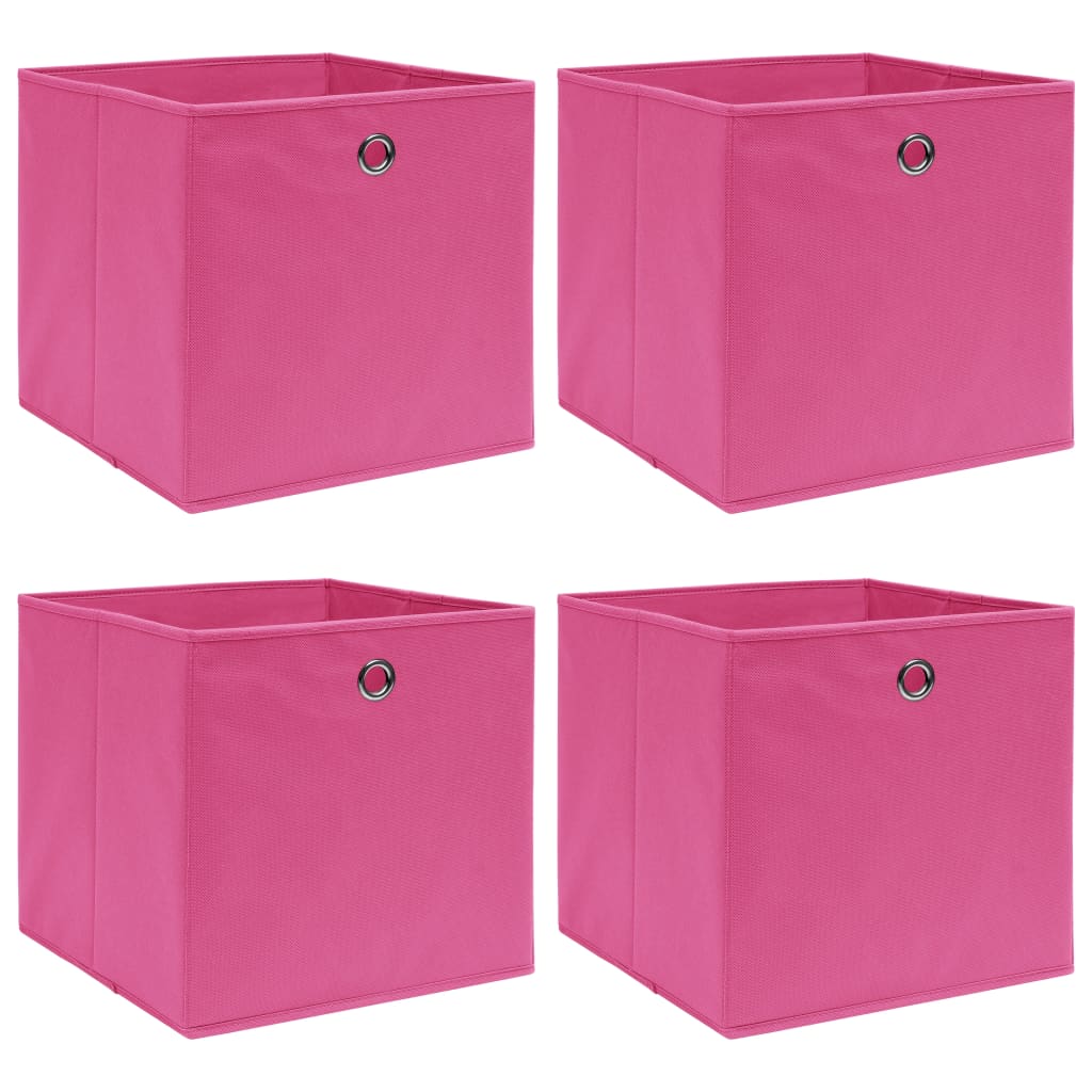 vidaXL cajas de almacenaje 4 uds tela rosa 32x32x32 cm