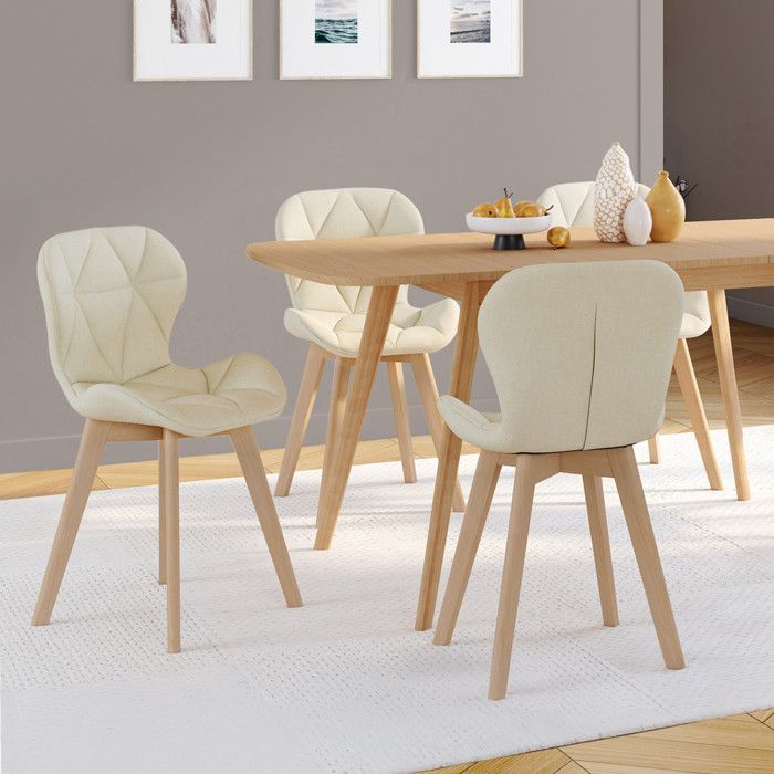 Sillas tapizadas beige robine lote de 4 50x46x79 cm