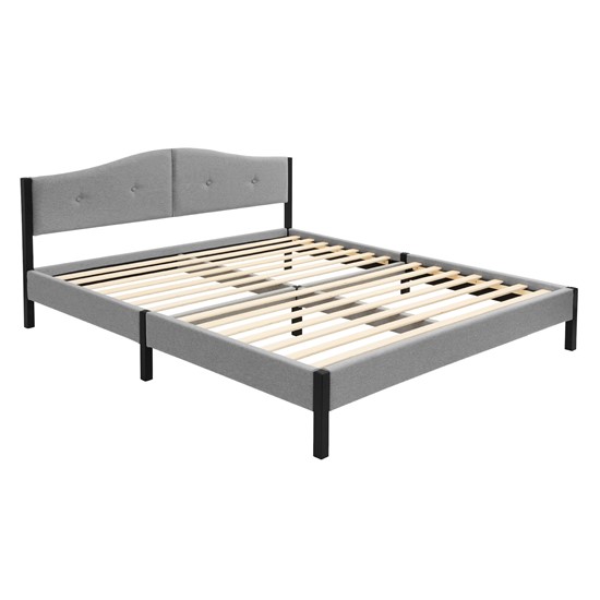 Estructura cama tapizada doble 160 x 200 cm cabecero y somier gris