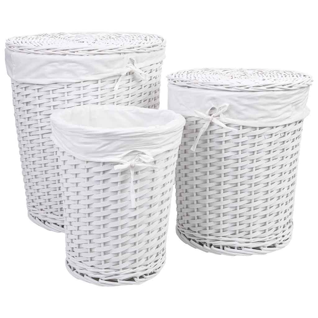 Set 3 cestos de mimbre blanco l:43x43x50 m:36x36x43 s:30x30x37 cm