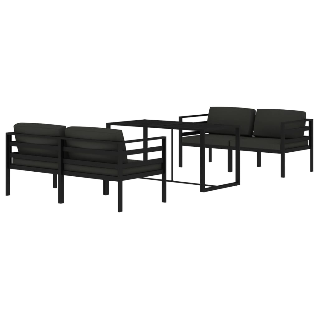 vidaXL set muebles de jardín 5 pzas y cojines aluminio gris antracita