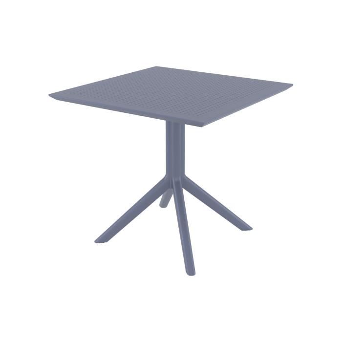 Mesa de jardín cuadrada gris - 80 x 80 cm
