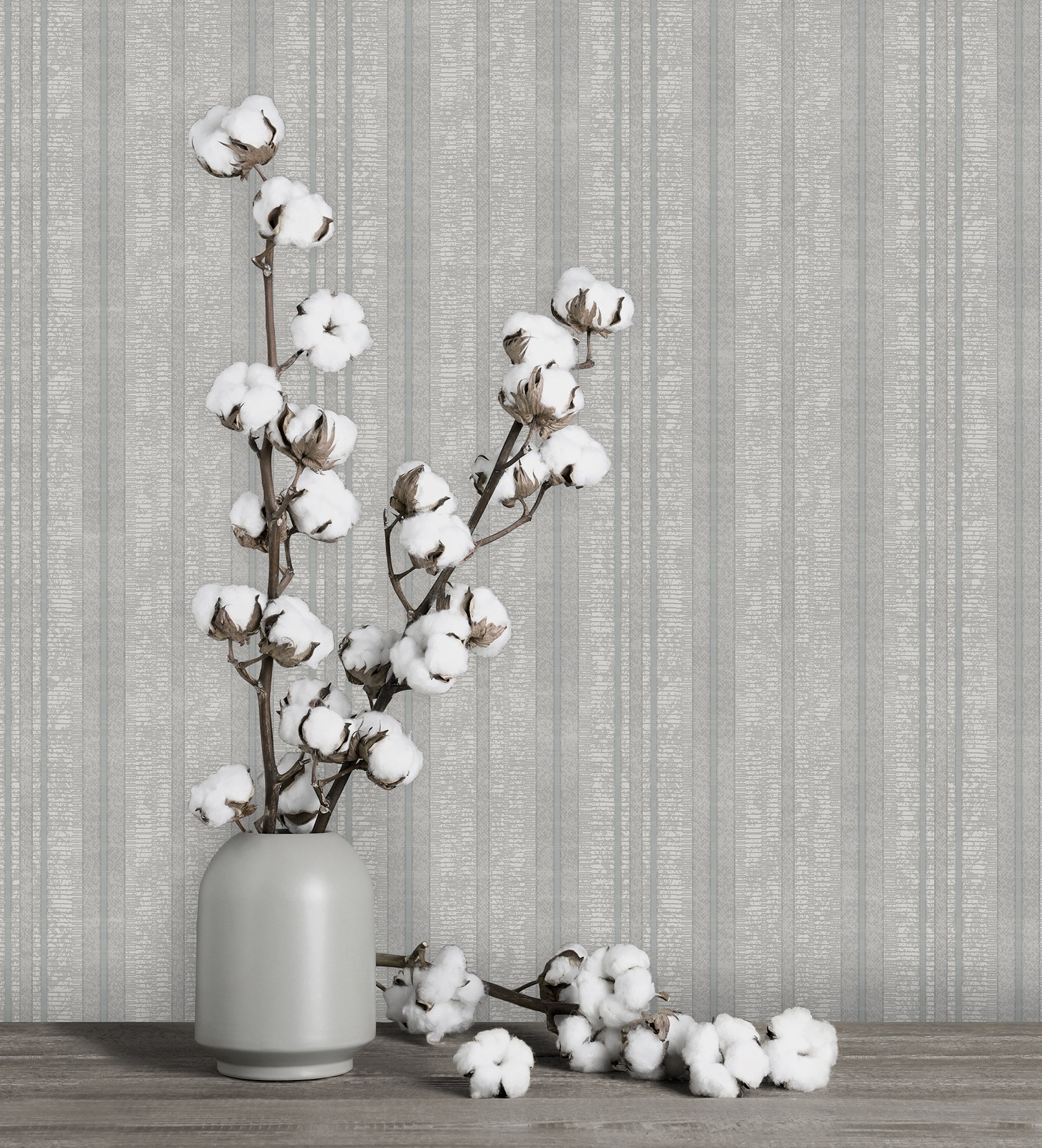 Papel pintado gaulan lavable de rayas gris con textura en 10.6m²