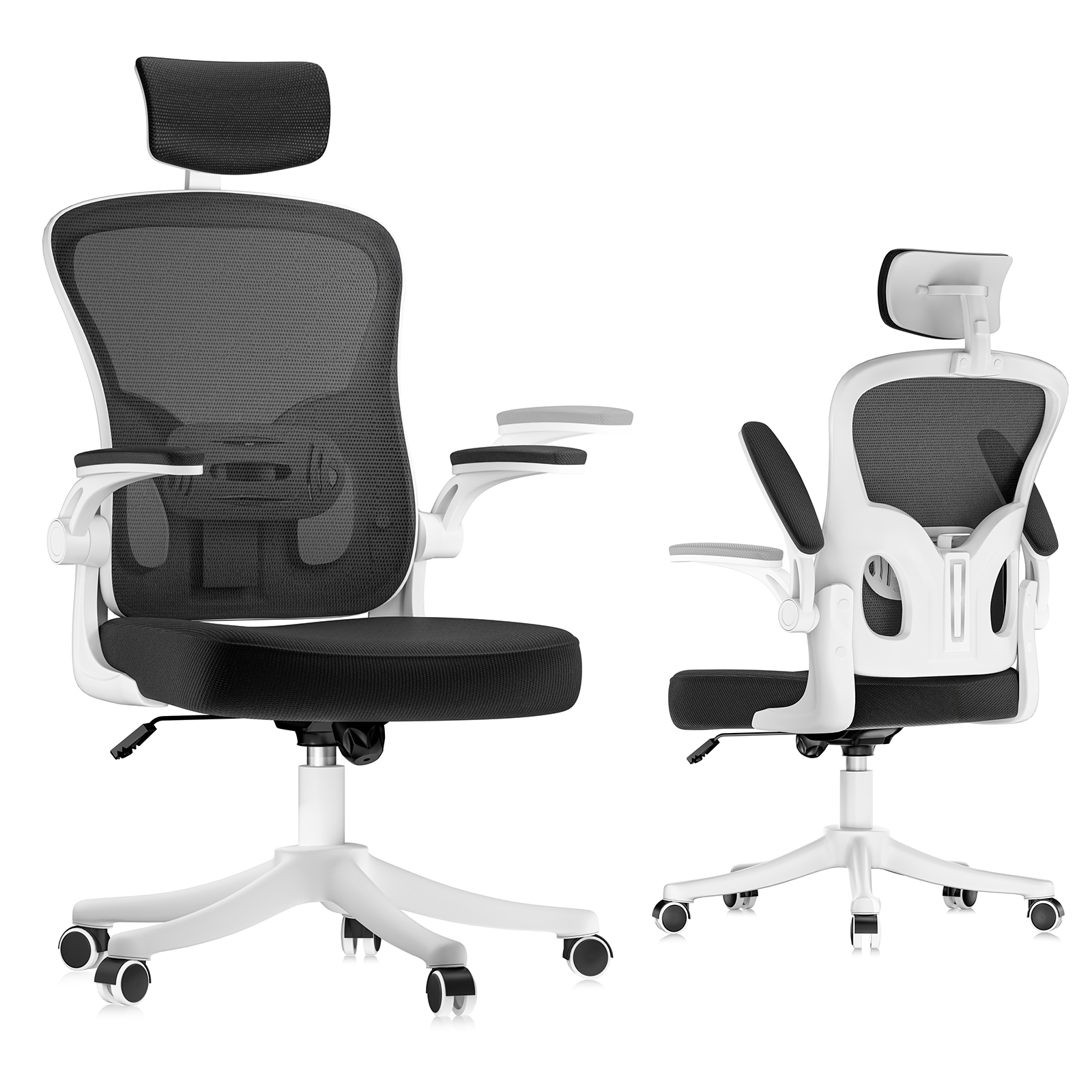 Silla de oficina ergonómica de malla transpirable, blanco